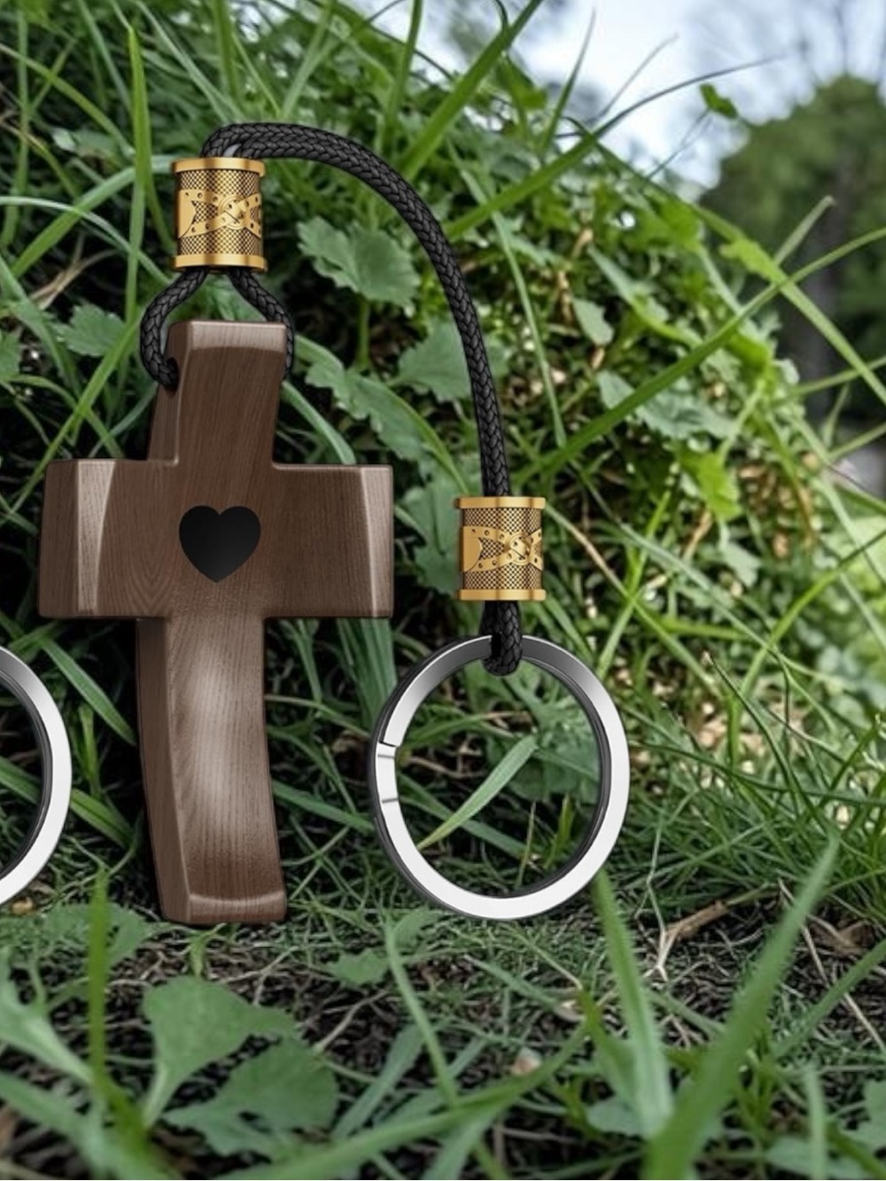 Wooden cross keychain use with smartphone to receive a new Bible verse each day - Picture 3 of 9